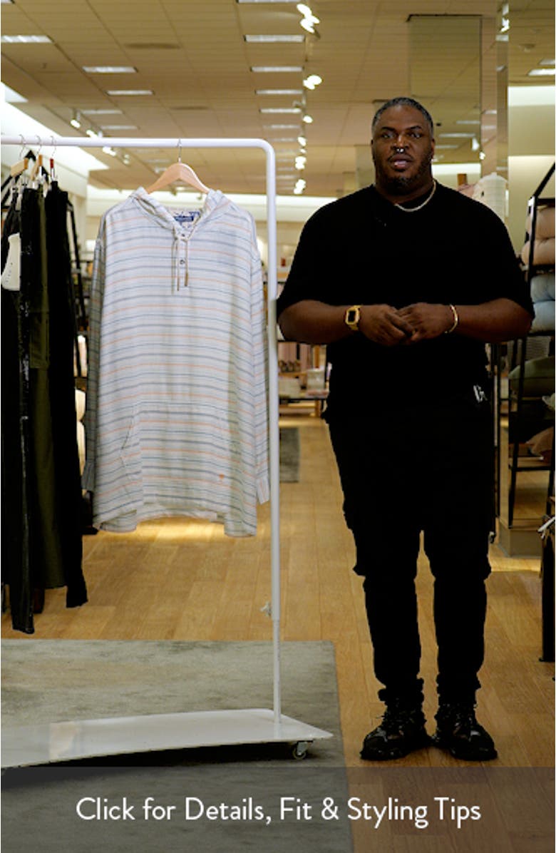 Castelo Baja Stripe Linen Blend Pullover Hoodie, sales video thumbnail