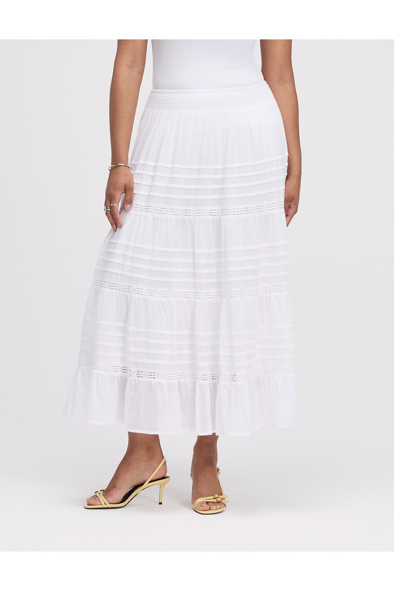 Imani Cotton Tiered Midi Skirt, Main, color, White