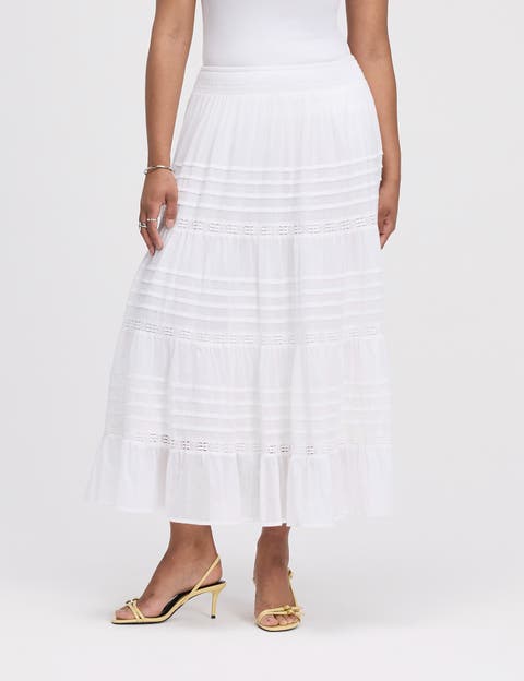 Imani Cotton Tiered Midi Skirt