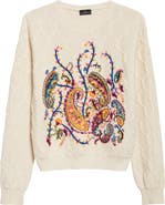 Etro Embroidered Crop Cotton Blend Sweater