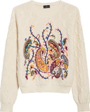 Etro Embroidered Crop Cotton Blend Sweater