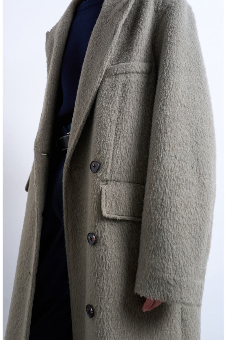 Longline Brushed Coat, Alternate, color, SAGE