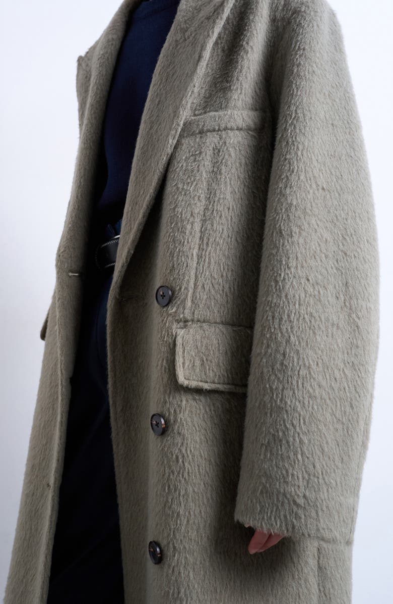 Topshop Longline Brushed Coat, Alternate, color, Sage