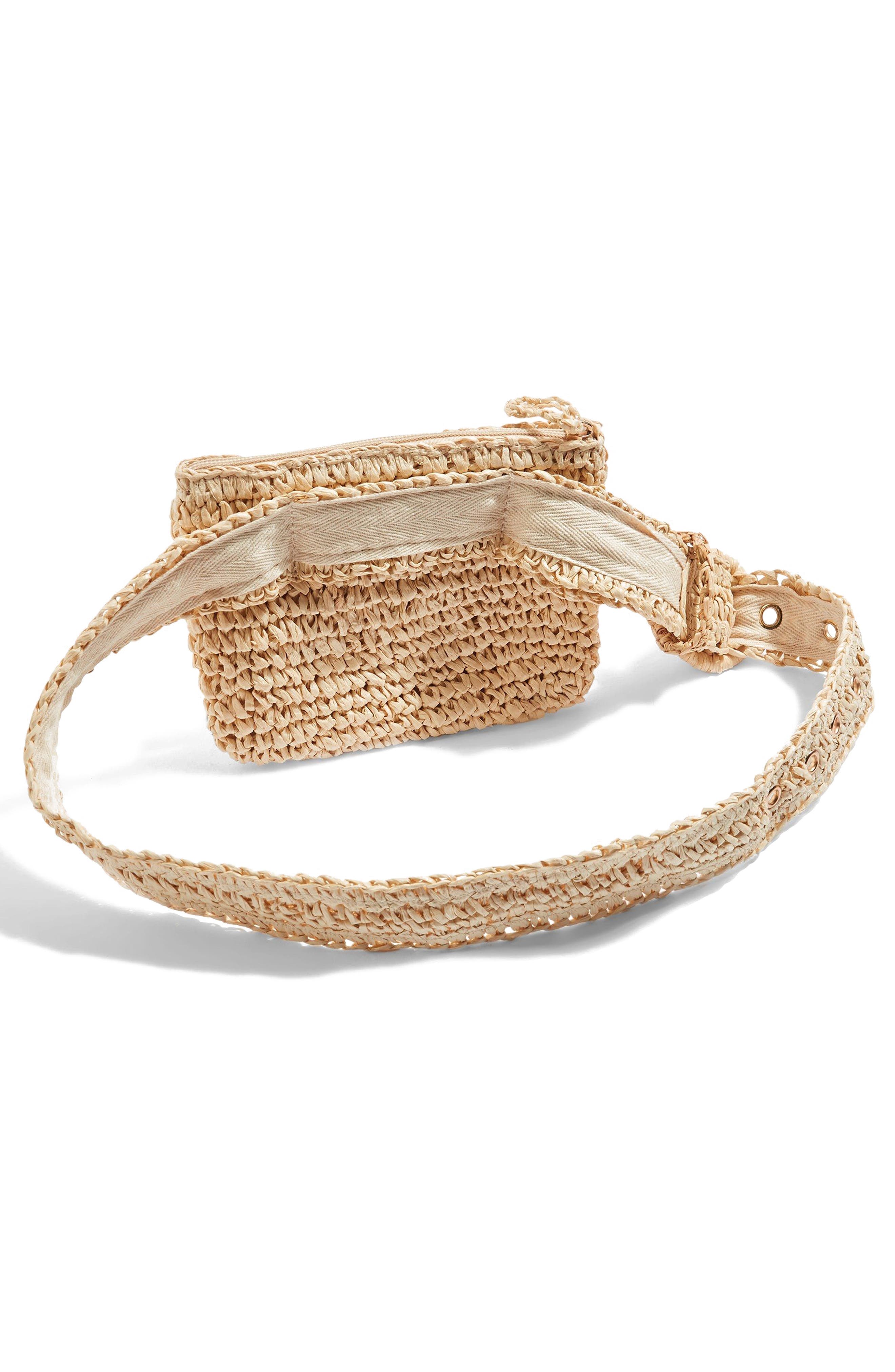 Topshop Brighton Straw Belt Bag, Alternate, color, 