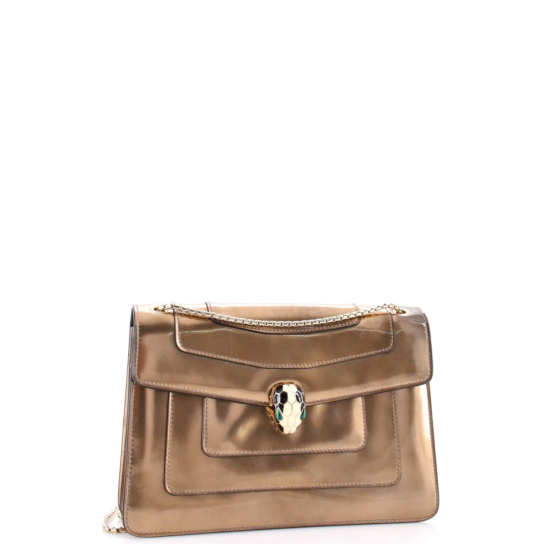 Serpenti Forever Shoulder Bag Patent Medium, Alternate, color, Metallic Gold