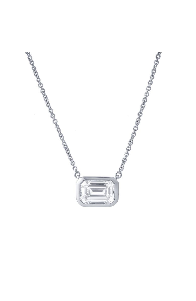 LuvMyJewelry Glinda Emerald East West 14K Gold Lab Grown Diamond Bezel Necklace - 1.50 ct, Main, color, 14K White Gold