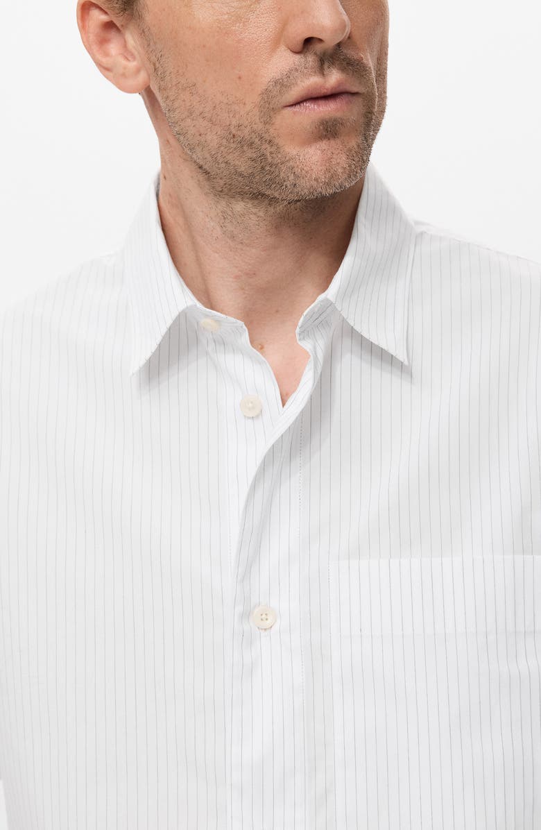 MANGO Relaxed Fit Stripe Button-Up Shirt, Alternate, color, White