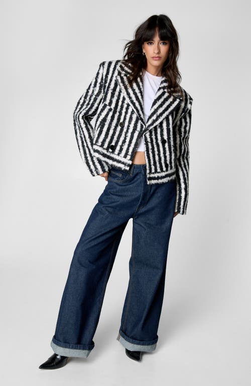 Nasty Gal Stripe Texture Double Breasted Jacket
