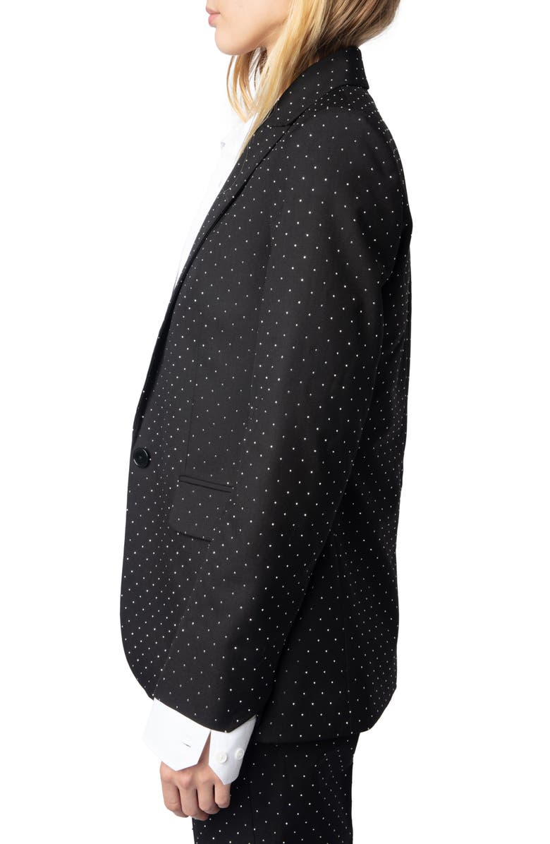 Zadig & Voltaire Valse Diamanté Single Breasted Crepe Blazer, Alternate, color, 