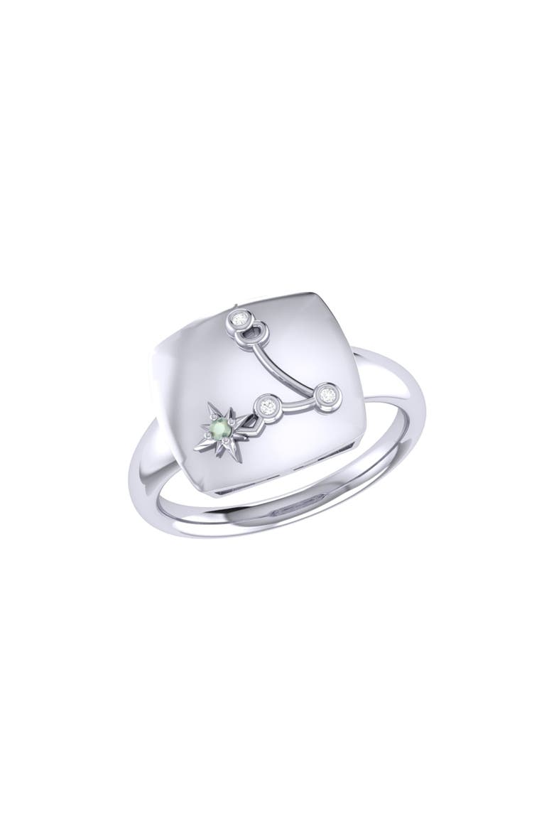 Pisces Aquamarine & Diamond Signet Ring in Sterling Silver, Main, color, Silver