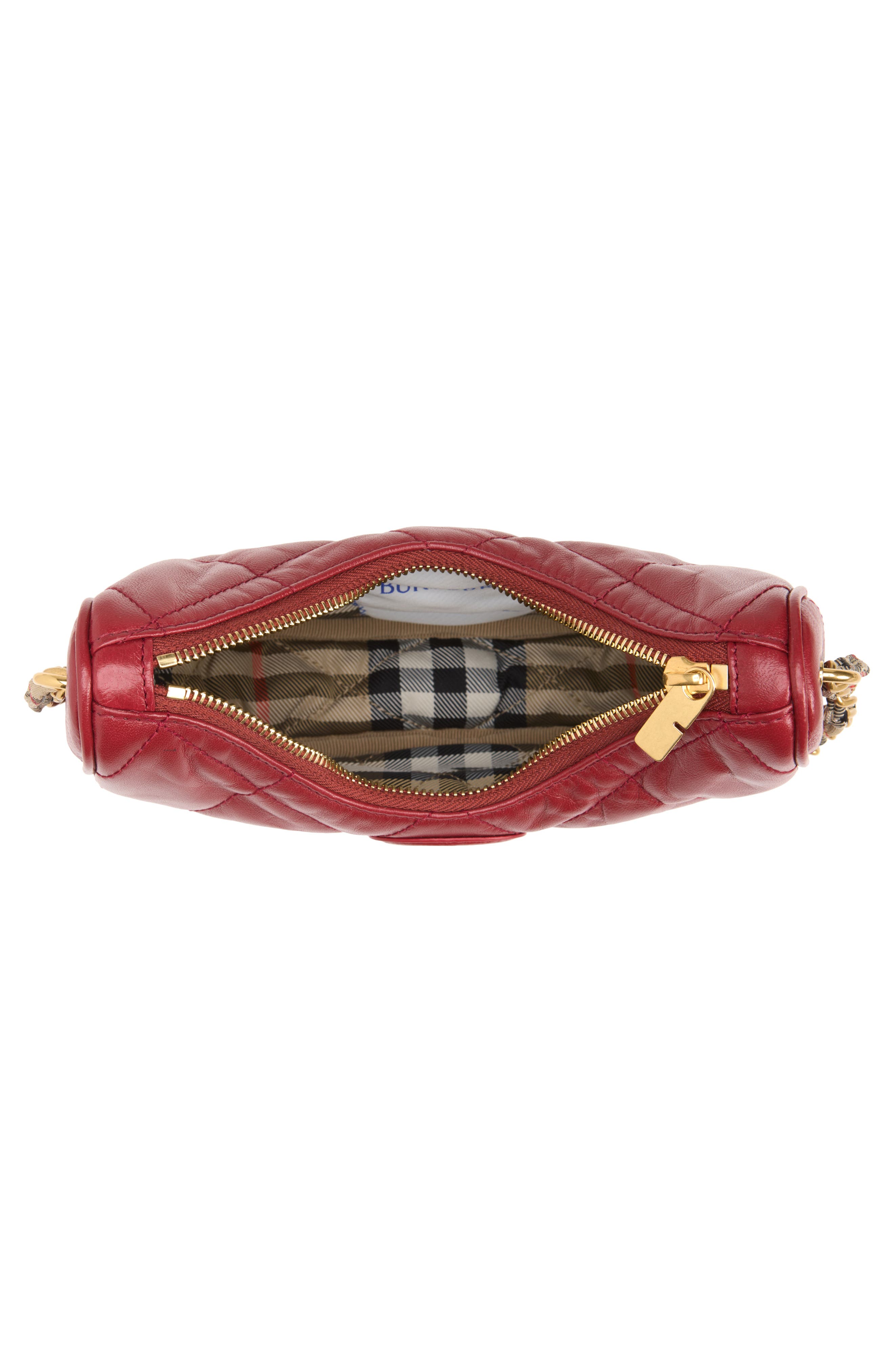 Horseshoe Quilted Leather Shoulder Bag, Alternate, color, RUBY