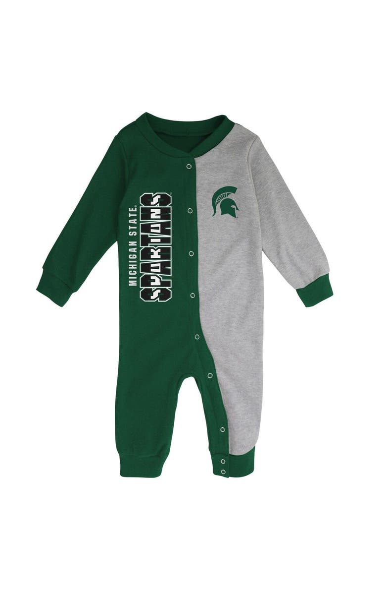 Outerstuff Infant Green/Heather Gray Michigan State Spartans Halftime Two-Tone Sleeper, Alternate, color, 