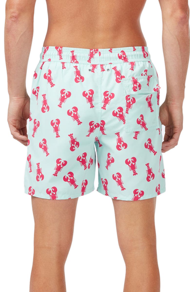 Tom & Teddy Lobster Print Swim Trunks, Alternate, color, 