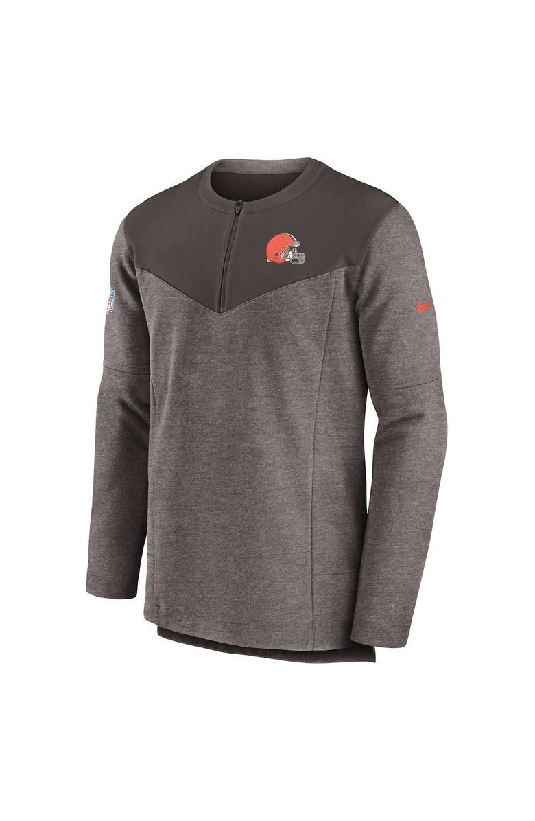 Nike Men's Nike Brown Cleveland Browns Sideline Lockup Performance Quarter-Zip Top, Alternate, color, 