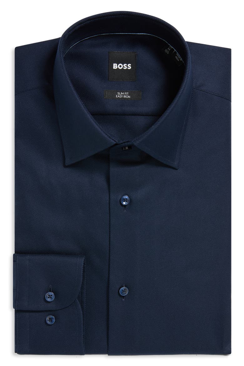 Hank Slim Fit Easy Iron Cotton Dress Shirt, Alternate, color, DARK BLUE