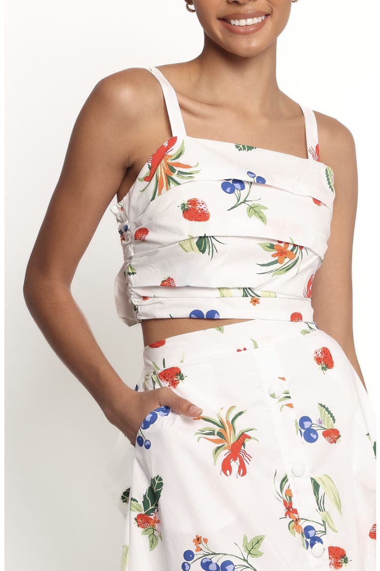 Geneva Fruit Print Bow Accent Cotton Camisole, Main, color, OFF WHITE RED