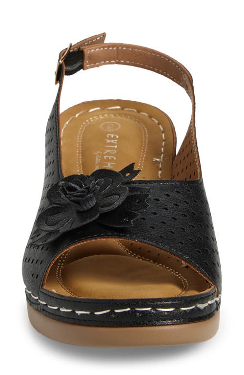 Extreme By Eddie Marc Laser-cut Wedge Slingback Sandal