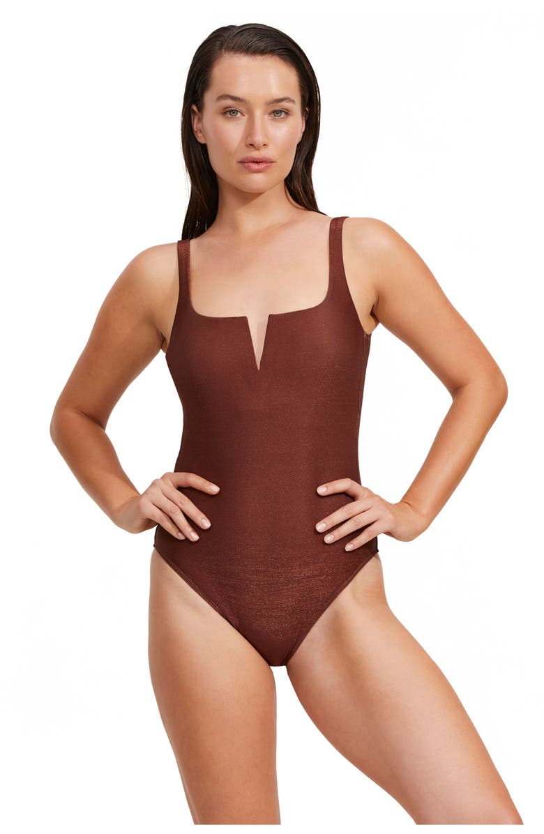 Luma Gottex High End V Wire One Piece, Main, color, Bronze