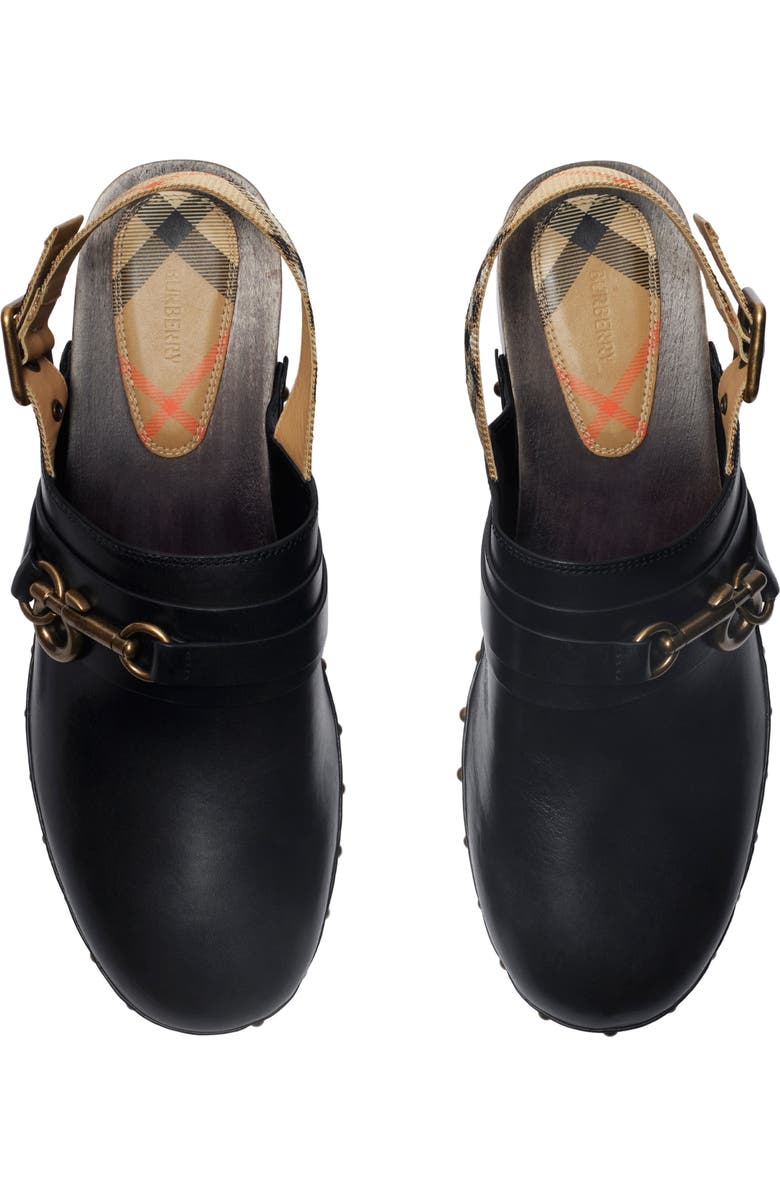 Burberry Leather Trunk Strap Clogs, Alternate, color,
