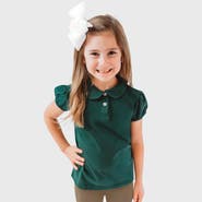 CITY THREADS Girls 100% Cotton Puff Short Sleeve Polo Tee with Peter Pan Collar