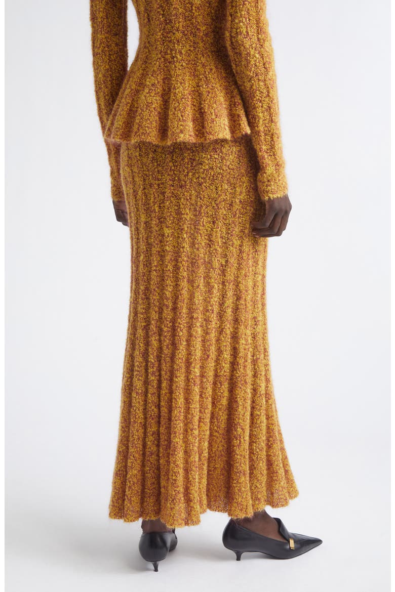 Joelle Marled Mohair & Silk Blend Bouclé Rib Maxi Skirt, Alternate, color, YELLOW/ WINE