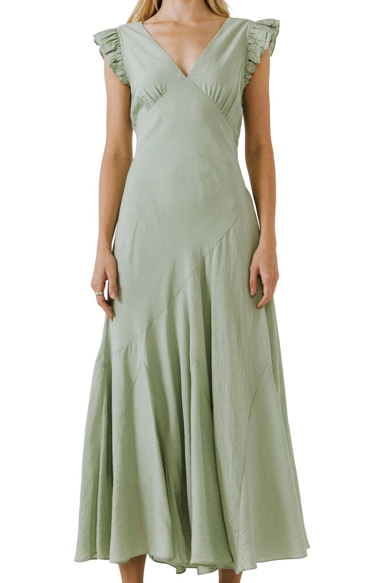 Endless Rose Asymmetrical Ruffle Dress, Alternate, color, Sage