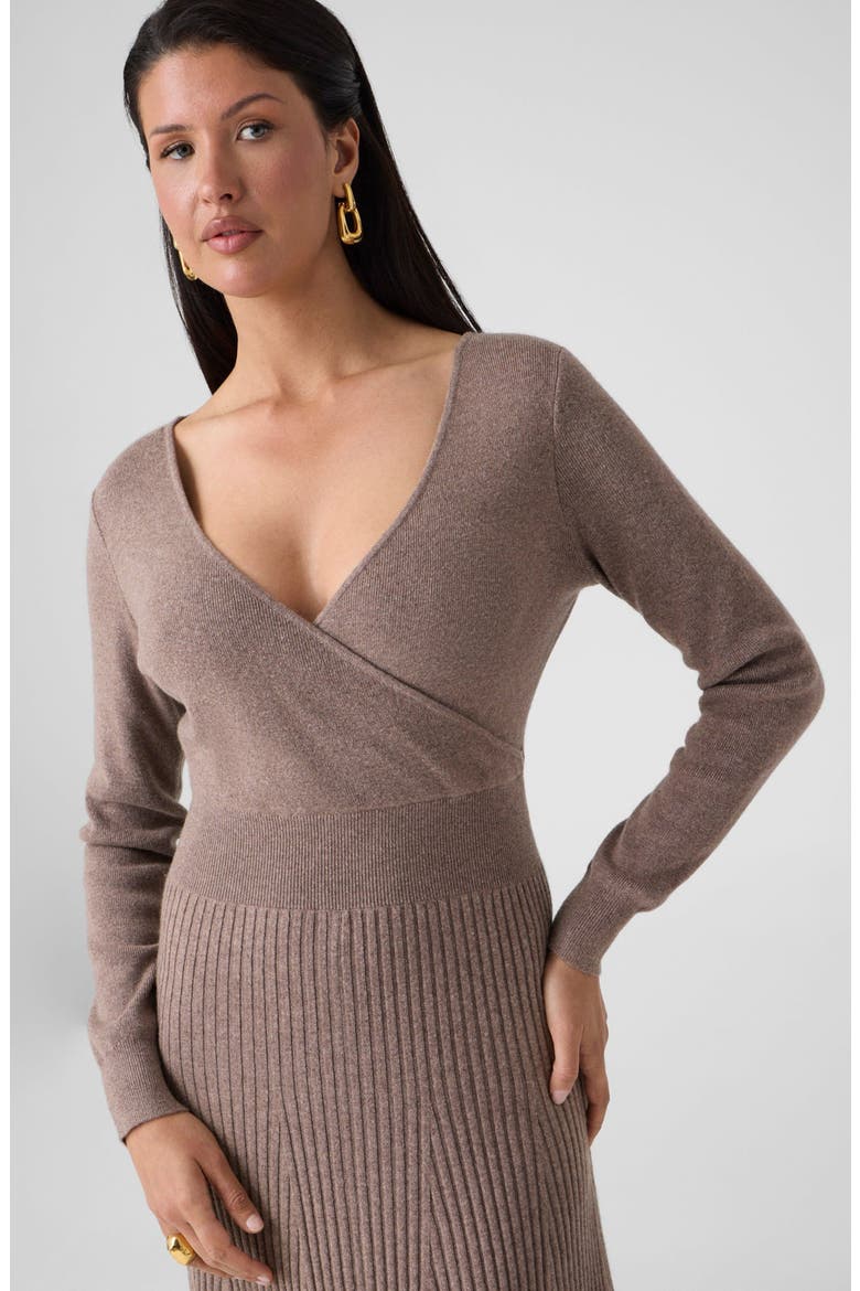 Helsinki Long Sleeve Midi Sweater Dress, Alternate, color, LIGHT BROWN