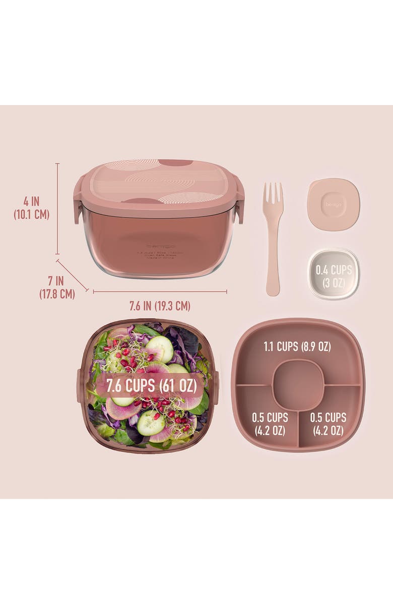 BENTGO All-in-One Glass Salad Container, Alternate, color, Desert Rose