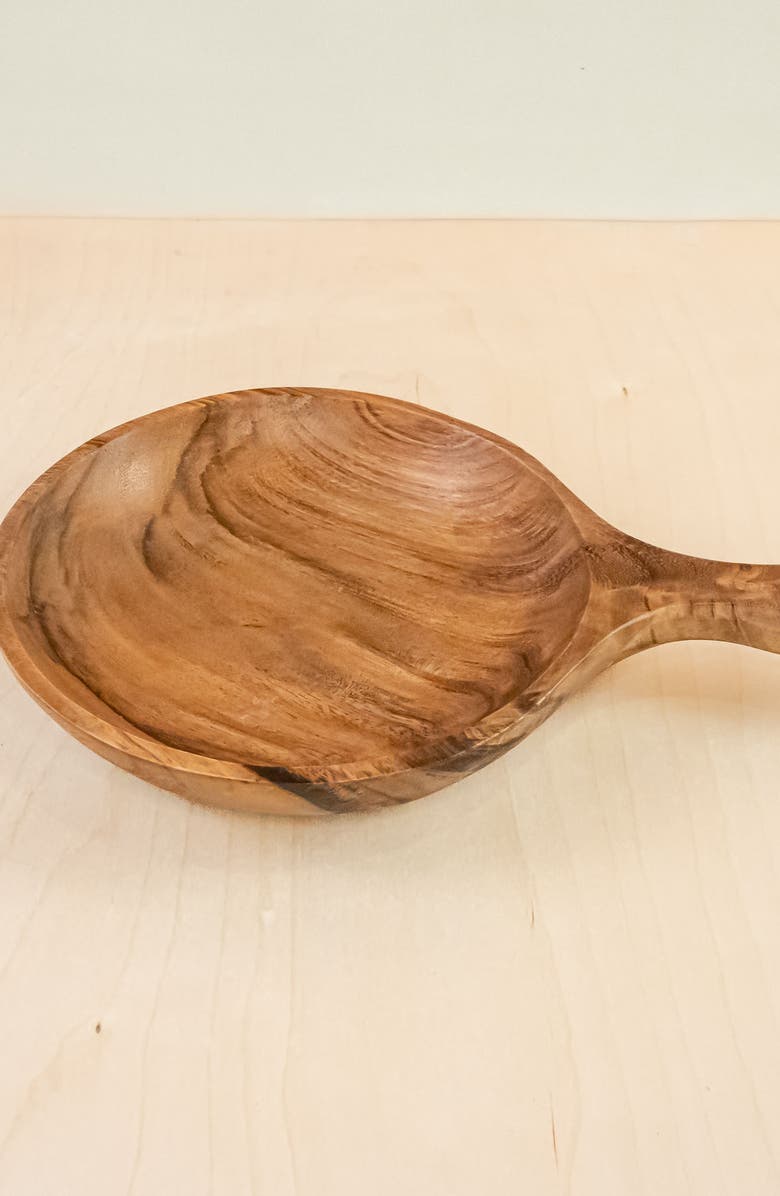 LIKHA Acacia Serving Tray with Handle, Alternate, color, Natural Brown Round Tray