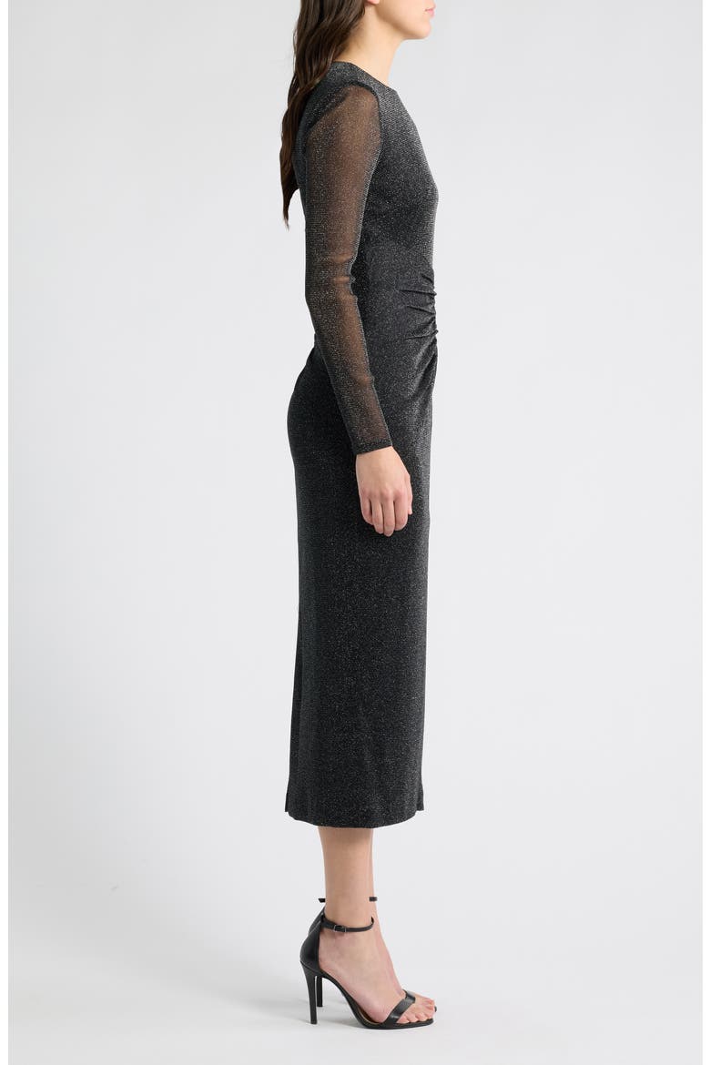 Glitter Long Sleeve Body-Con Dress, Alternate, color, BLACK