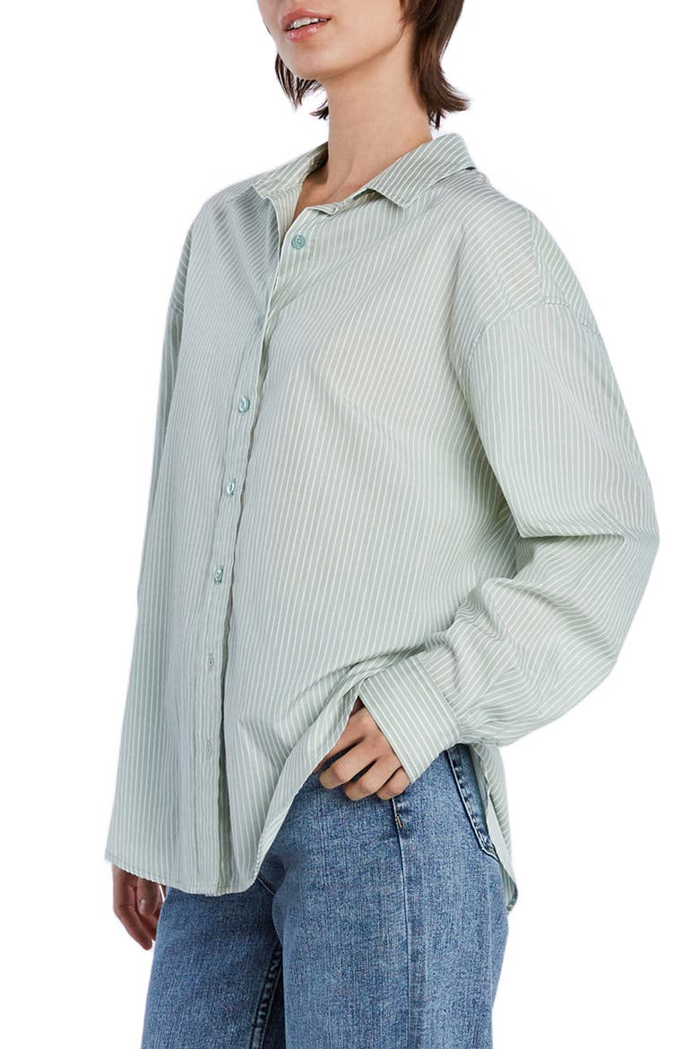 Oversize Stripe Shirt, Main, color, SAGE STRIPE