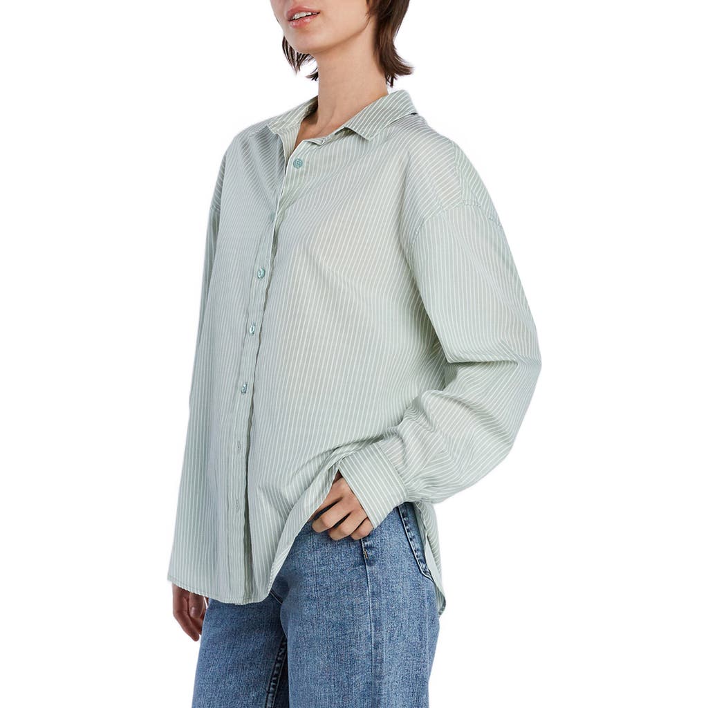 WASH LAB DENIM WASH LAB DENIM OVERSIZE STRIPE SHIRT