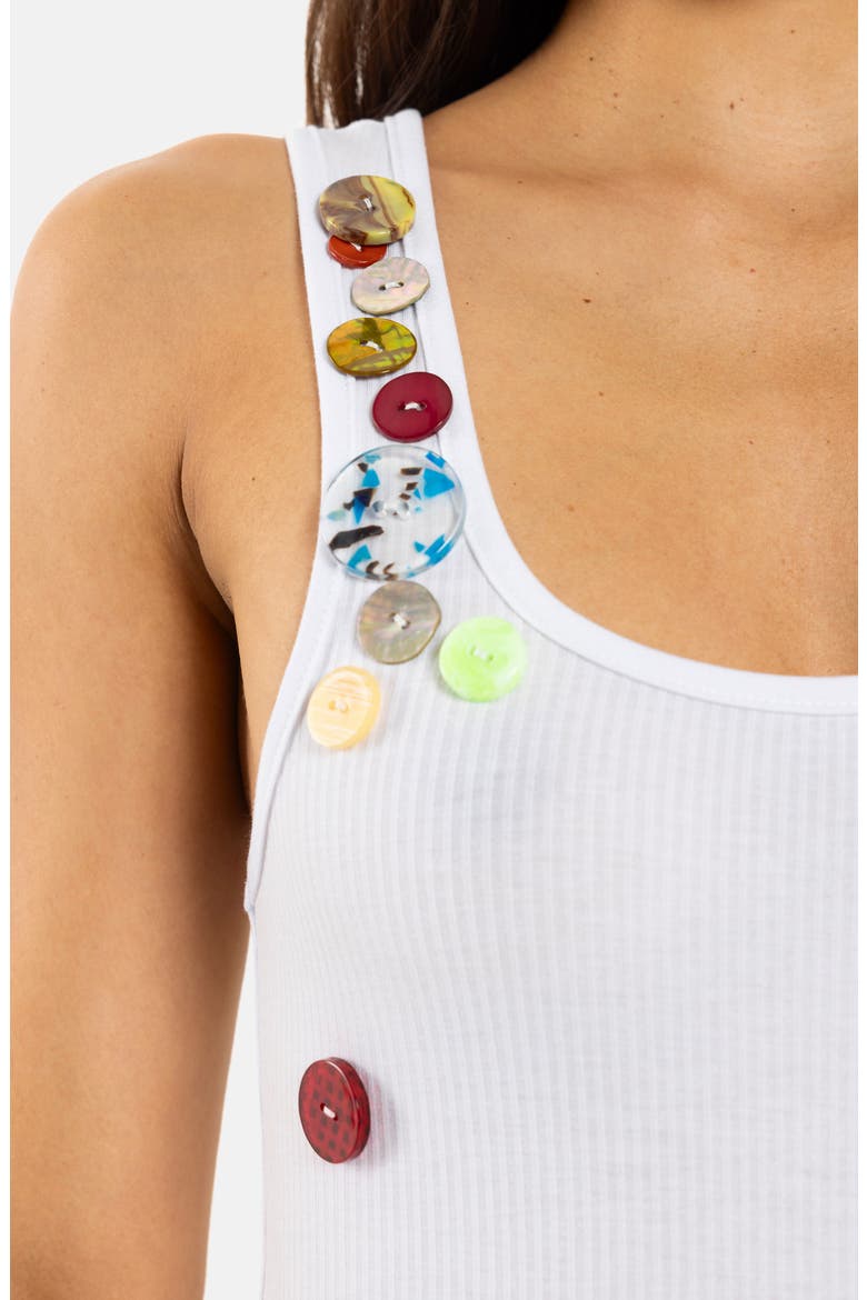 Button Detail Rib Tank, Alternate, color, WHITE