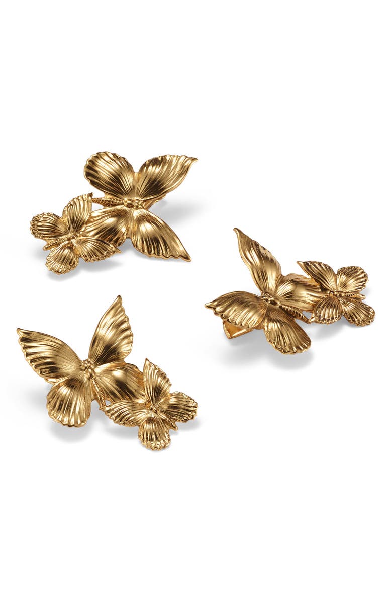 LELET NY Silvie Set of 3 Butterfly Hair Clips, Main, color, Antique Gold