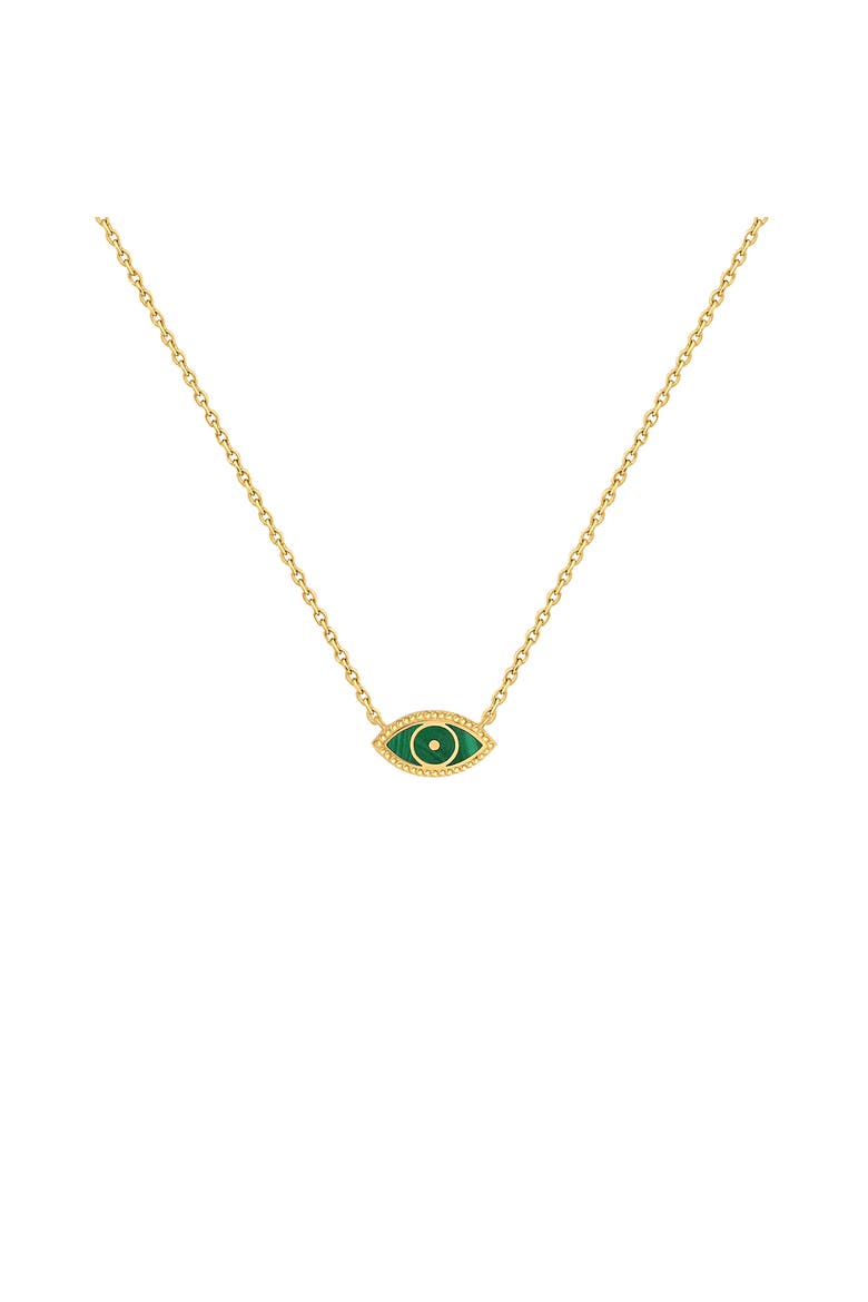 Evil Eye Malachite Gold Plated Women's Necklace - Future Visions, Main, color, Gold/green