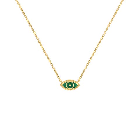 Evil Eye Malachite Gold Plated Necklace Future Visions
