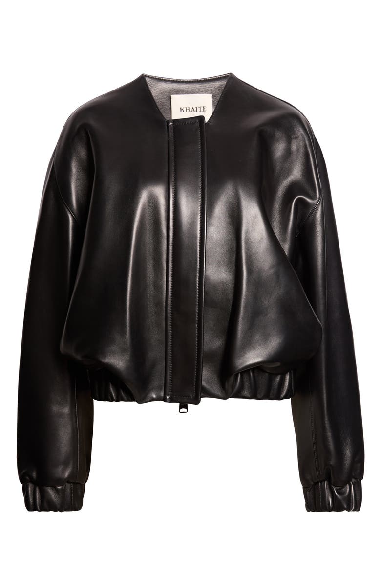 Khaite Cordan Lambskin Leather Jacket, Alternate, color, Black