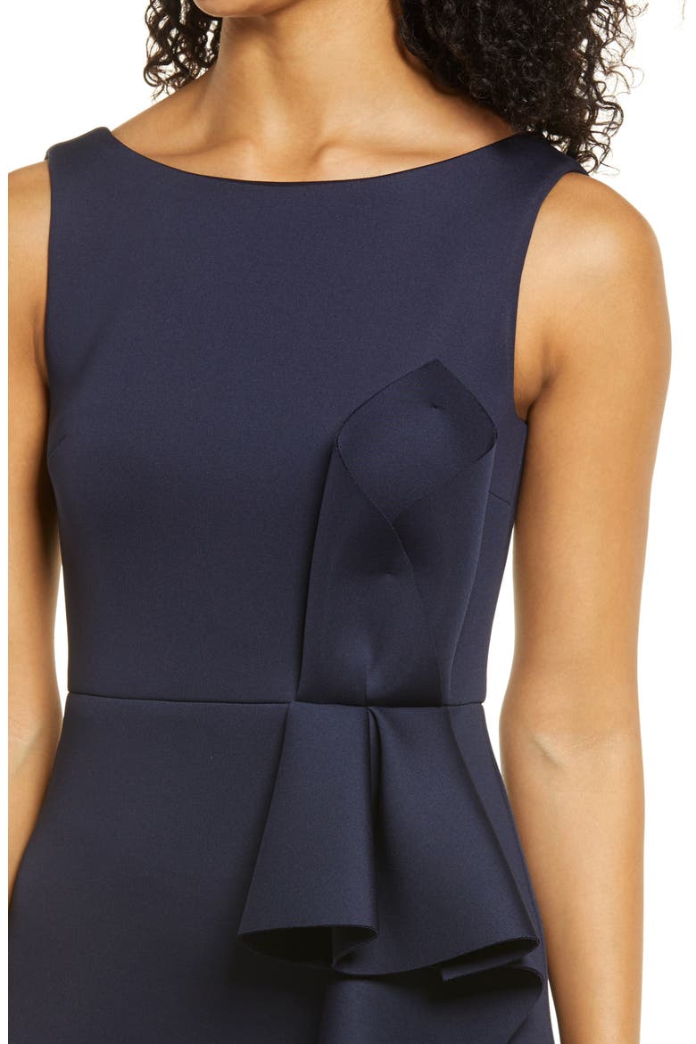 Ruffle Sleeveless Mermaid Gown, Alternate, color, NAVY