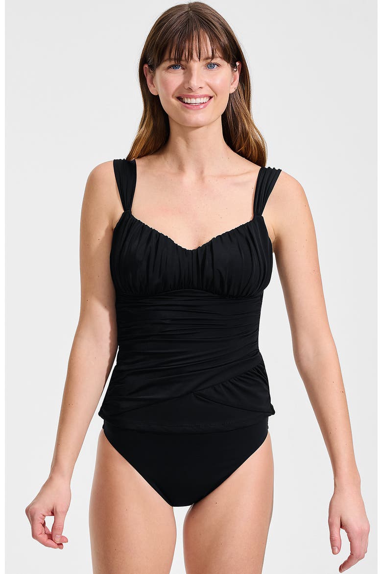 Slender Lite Sweetheart Shirred Tankini, Main, color, Black