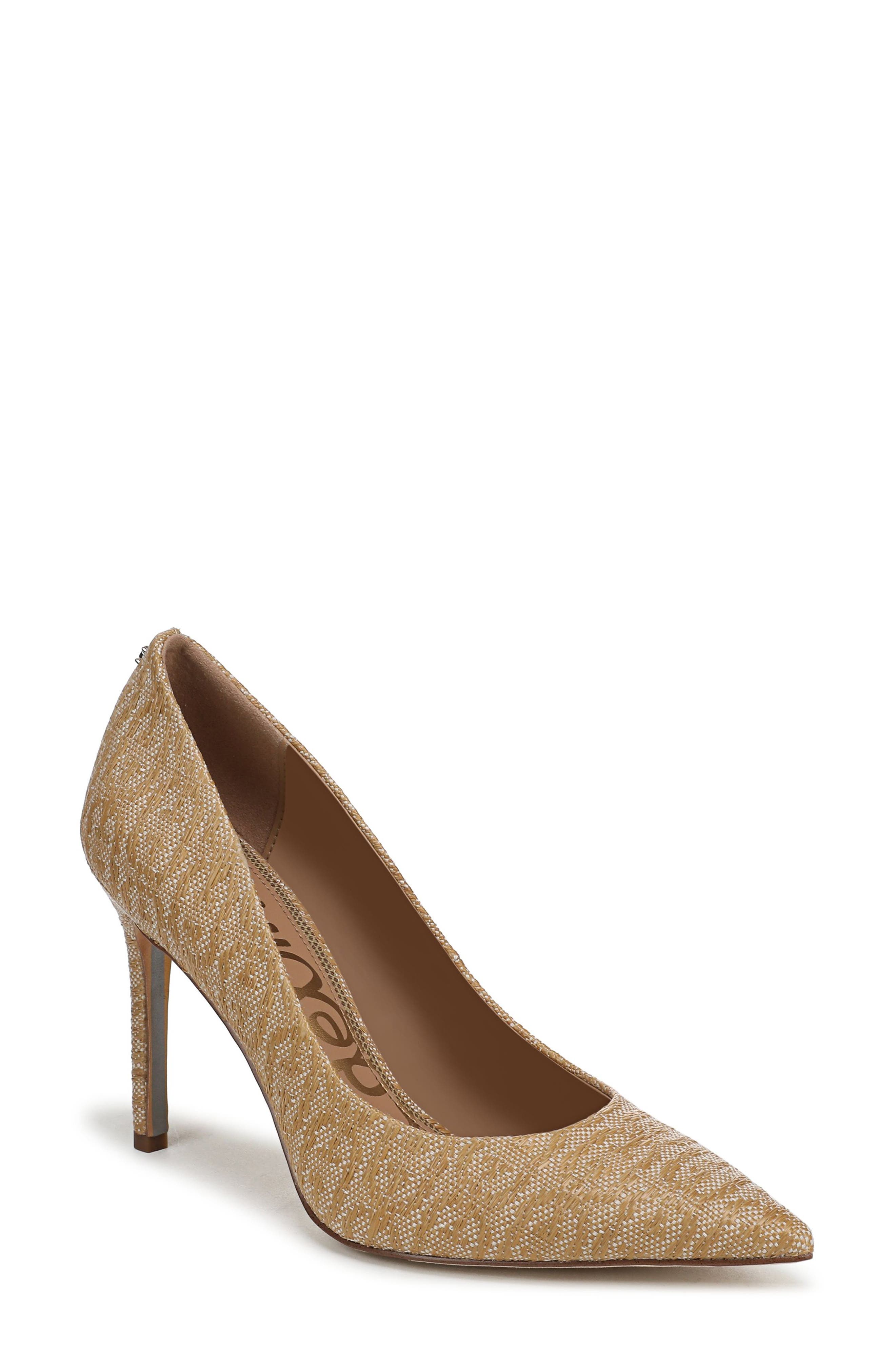 Sam Edelman Hazel Raffia Pointed Toe Pump, Main, color, Sand