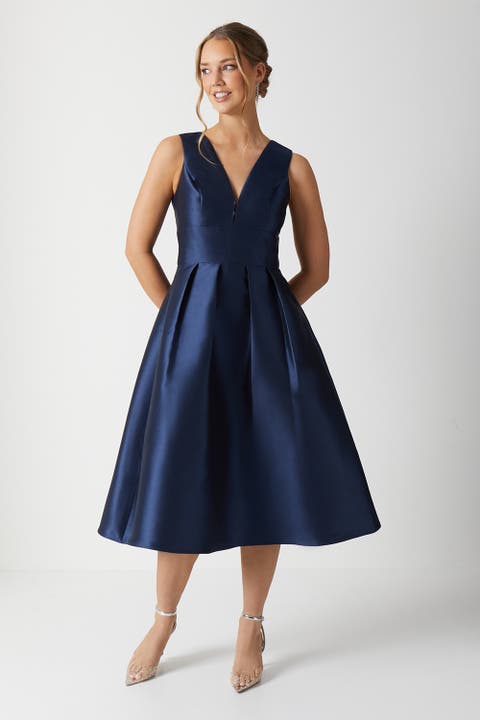 Twill Midi Bridesmaid Dress