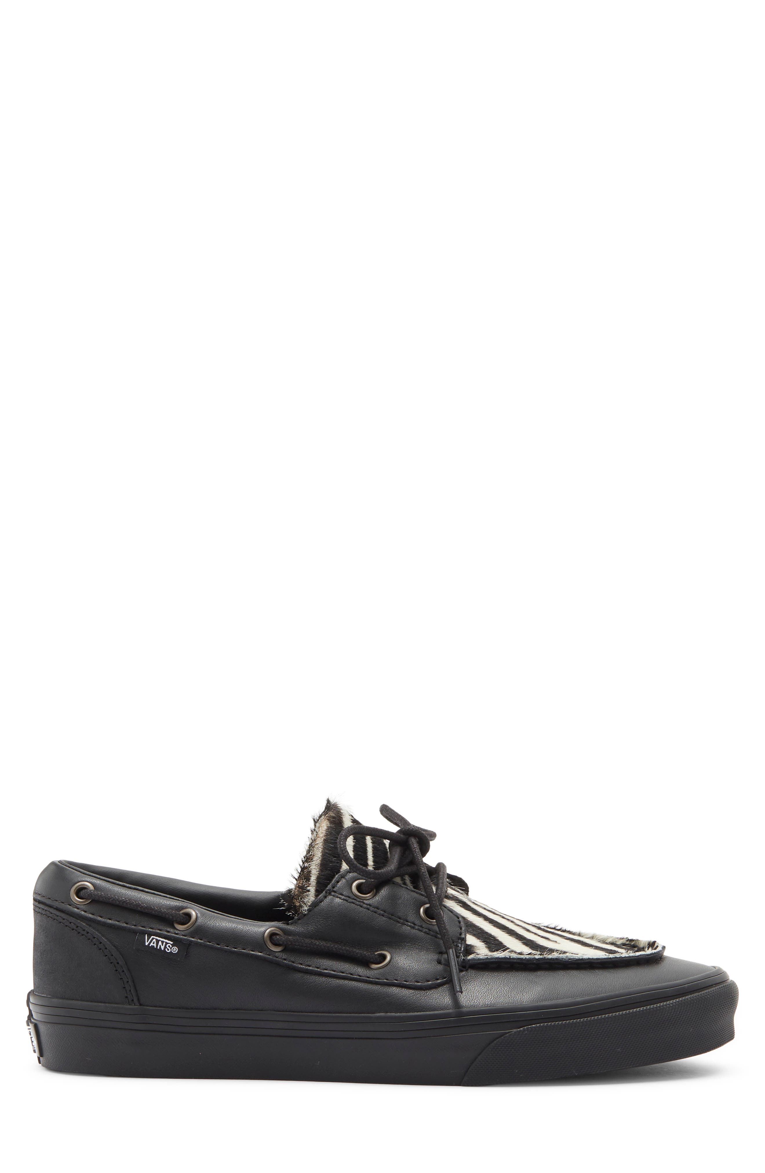 Genuine Calf Hair & Leather Boat Shoe, Alternate, color, PONY HAIR BLACK
