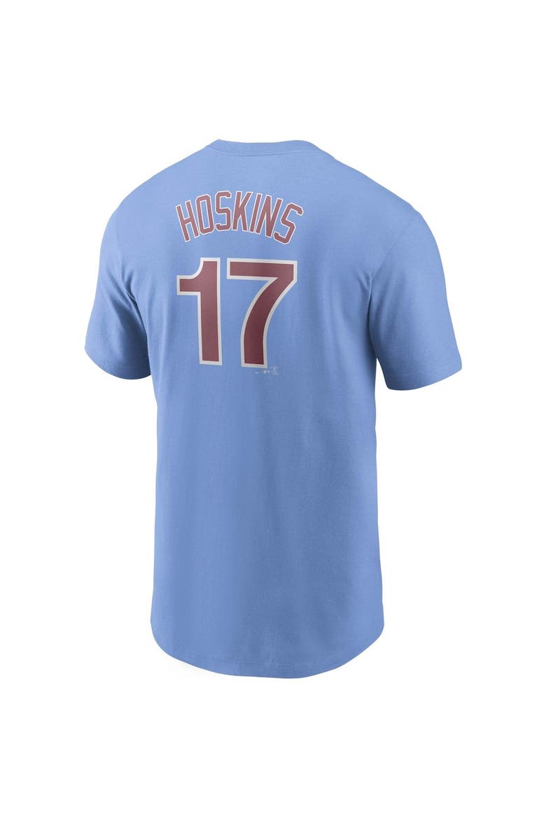 Men's Nike Rhys Hoskins Light Blue Philadelphia Phillies Name & Number T-Shirt, Alternate, color, Light Blue