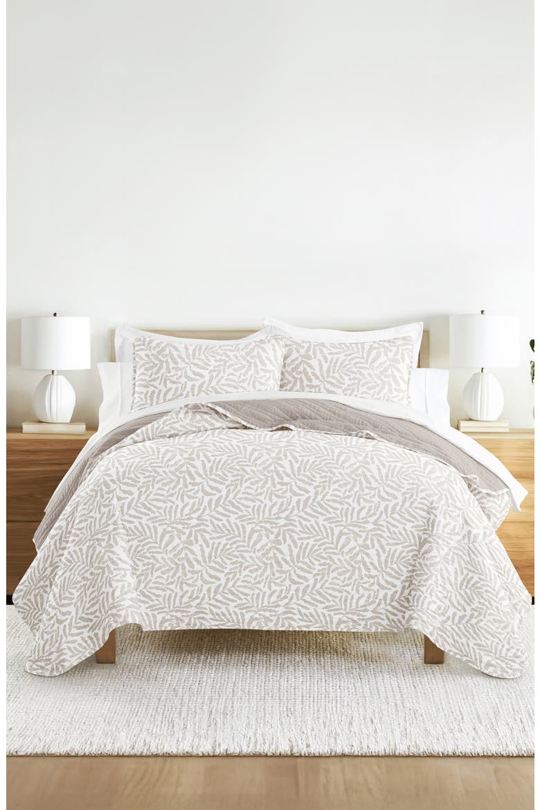 Pattern Reversible Quilt & Sham Set, Alternate, color, TAUPE