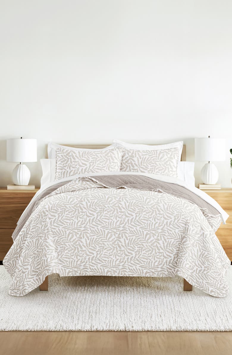 HOMESPUN Pattern Reversible Quilt & Sham Set, Alternate, color, Taupe