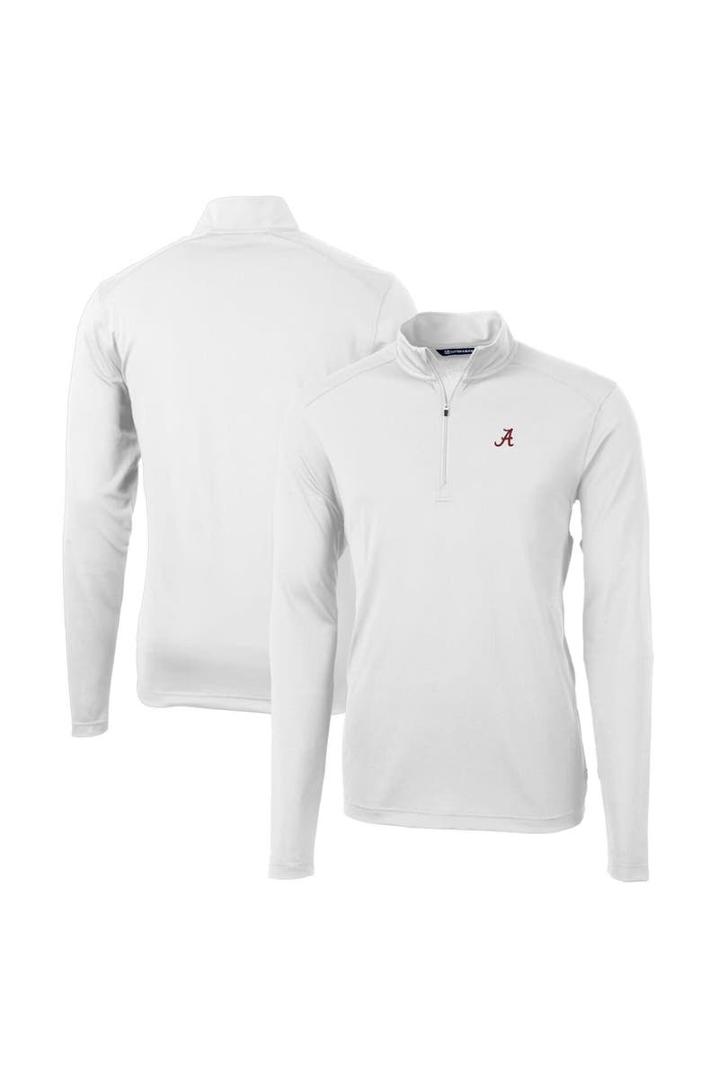 Cutter & Buck Men's Cutter & Buck White Alabama Crimson Tide Big & Tall Virtue Eco Pique Recycled Quarter-Zip Pullover Top, Main, color, 