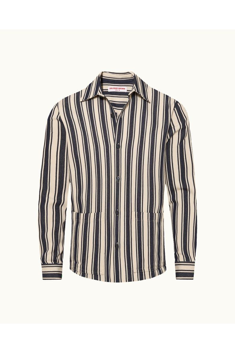 Soren Cotton Overshirt, Alternate, color, Shore Blue/Chai