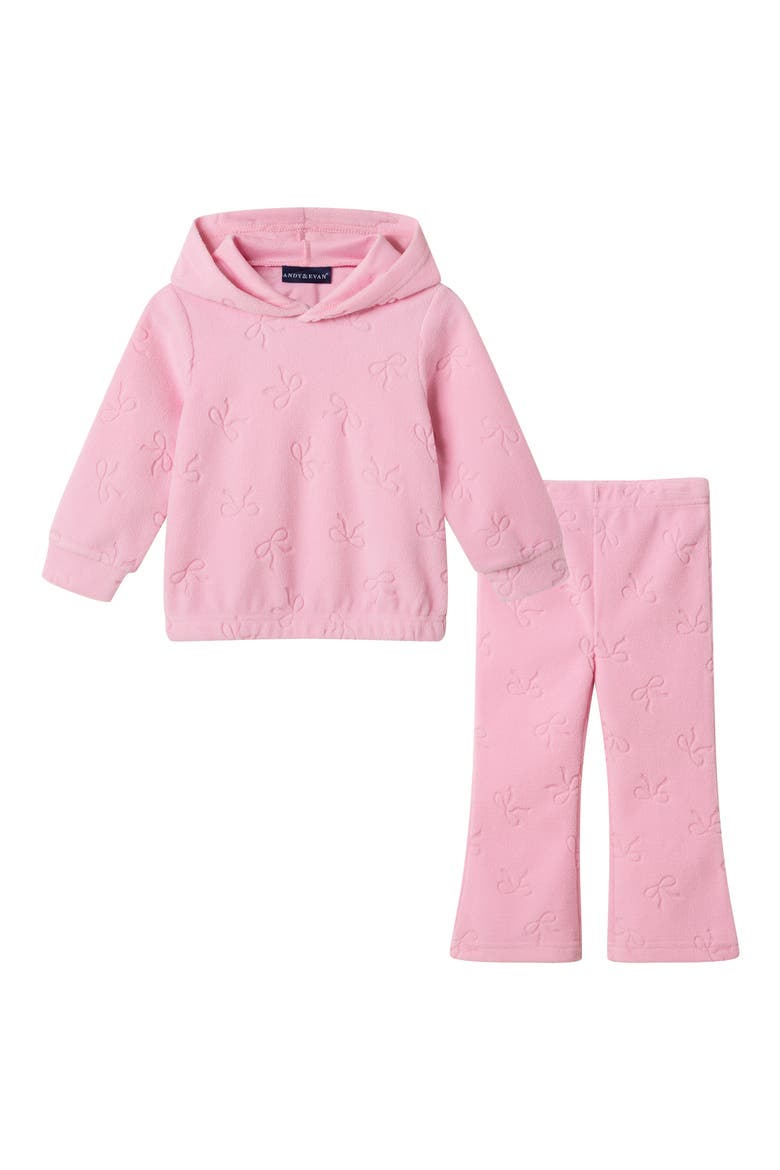 Kids' Bow Plush Hoodie and Pants Set, Main, color, PINK