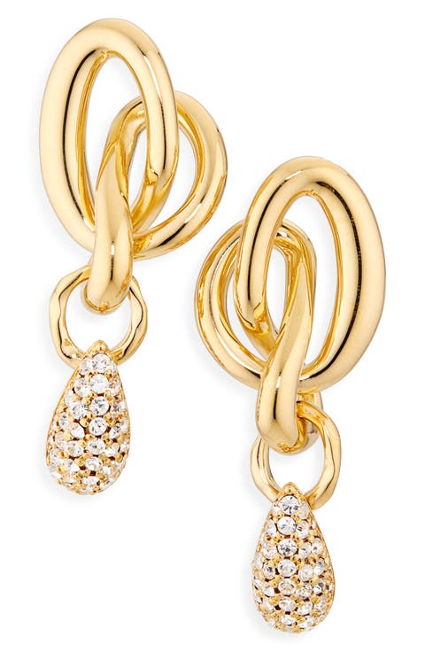 Twisted O Knot Pavé Drop Earrings