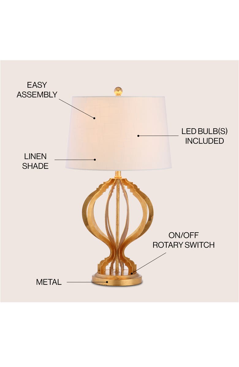 JONATHAN Y Sebastian 28.5" Metal Trellis LED Table Lamp, Gold Leaf, Alternate, color, Gold Leaf